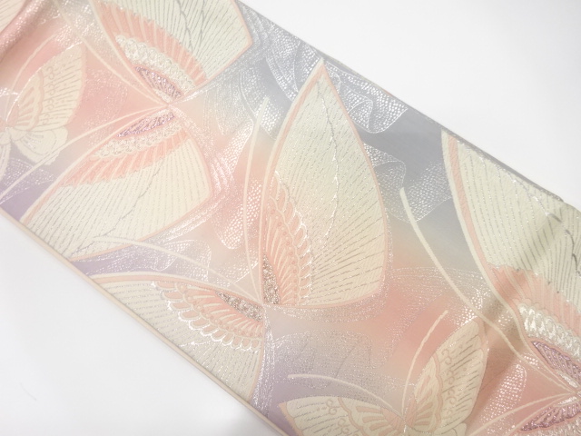 アンティーク　蝶模様織り出し袋帯(着用可)